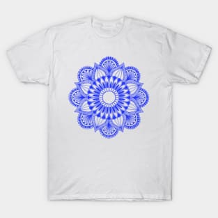 Flower Mandala (blue on white) T-Shirt